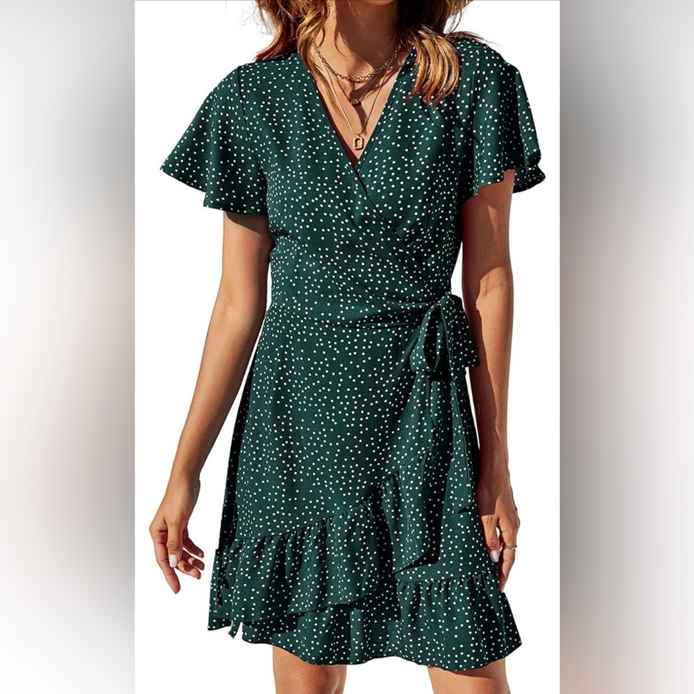 Green Polka Dot Skater Dress - Size L
